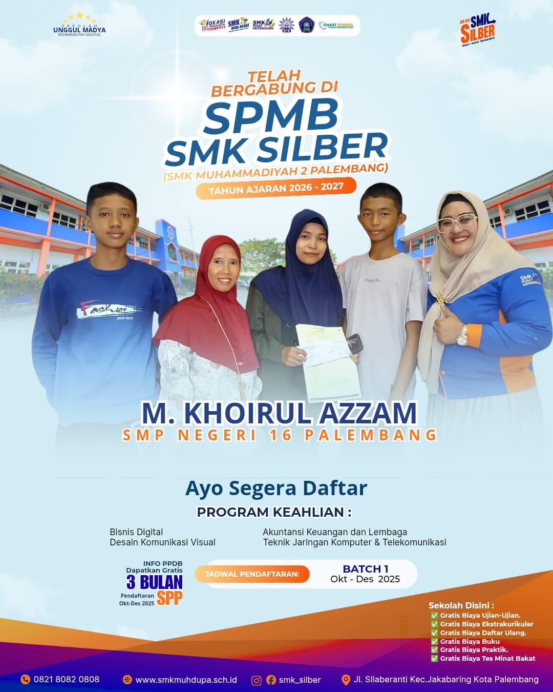 Selamat Datang di Keluarga Besar SMK Silber! Dapatkan GRATIS SPP selama 3 BULAN (Pendaftaran Okt-Des 2025)!