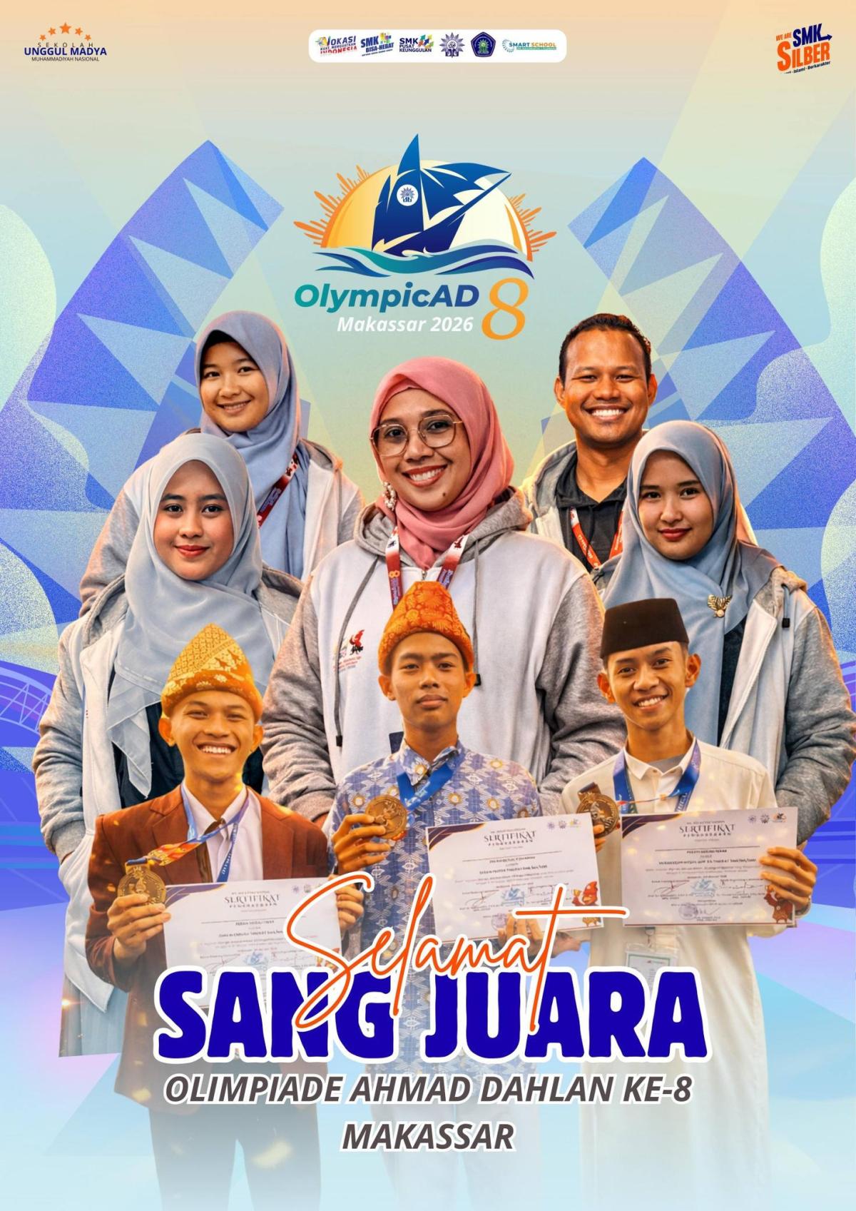 prestasi membanggakan kembali diraih oleh siswa-siswi terbaik kami dalam ajang OlympicAD 8 Makassar 2026 (Olimpiade Ahmad Dahlan ke-8).